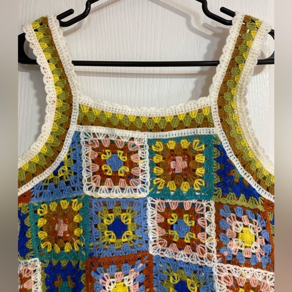 Sepia Hand Knit Crochet Colourful Coastal Sleeveless Summer Cover Up Tank Top - Picture 2 of 8